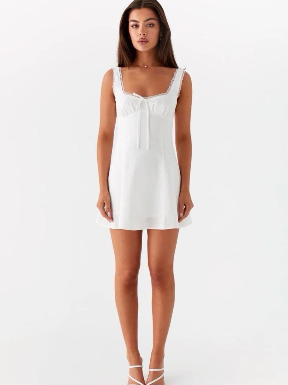 Peppermayo White Lace-Trim Mini Dress - Picture 3 of 6